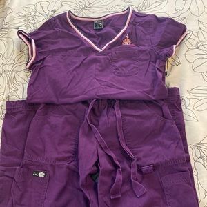 KOI-Matching purple set scrub top and bottom